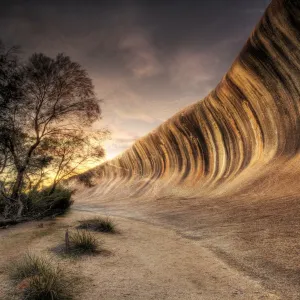Sunrise with Wave Rock in Hyden