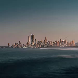 Sunset blue hour in Gold Coast with a glance of city