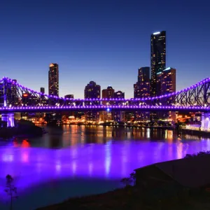 Sunset at Brisbane City View and Story Bridge, Queensland / Australia