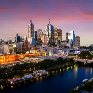 Princess Bridge Print at Melbourne Sunset
