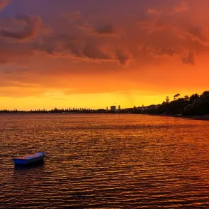 Sunset and dinghy at Port Lincoln. South Australia Sunset and dinghy at Port Lincoln. South Australia