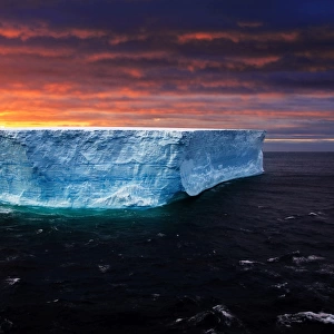 Sunset with Gigantic Tabular Iceberg, Antarctica