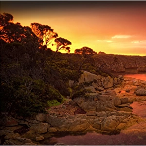 Sunset glow, Flinders Island, part of the Furneaux group, eastern Bass Strait, Tasmania