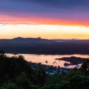 Noosa Heads Panorama Print - Laguna Lookout Sunset