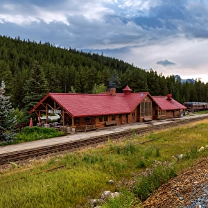 Sunset at the Former Lake Louise Train Station in Alberta, Canada
