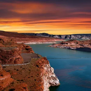 Sunset at Lake Powell on the Colorado River between Utah and Arizona, United States of America