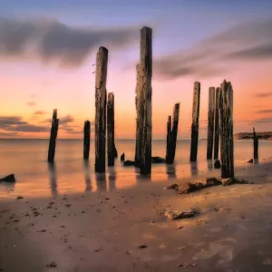 Sunset on pier ruins Sunset on pier ruins