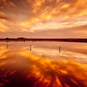 Sunset over salt lake