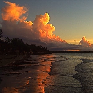 Sunset over shoreline