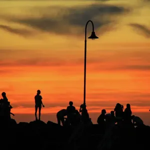 Sunset at St Kilda Beach in Melbourne, Australia