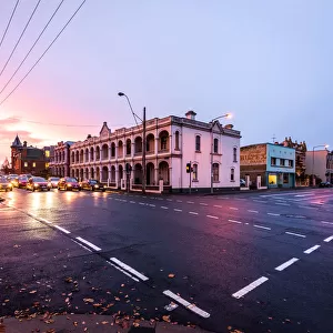 Sunset on the streets of Launceston, Tasmania