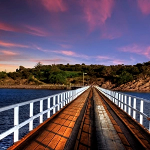 Sunset View of Granite Island From the Horse-Drawn Tramway Causeway, Victor Harbor, South Australia, Australia