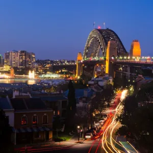 Sydney Harbour Bridge and Sydney skyline viewed from Observatory Hill