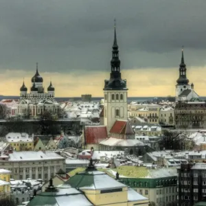 Winter Print of Tallinn Old Town in Snow