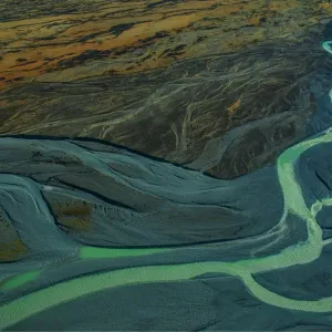 Tasman Glacial river Aerial View Tasman Glacial river Aerial View