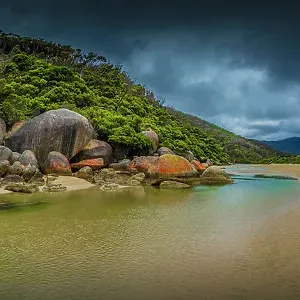 Tidal river, Wilson's Promontory National Park, South Gippsland Victoria Australia Tidal river, Wilson's Promontory National Park, South Gippsland Victoria Australia
