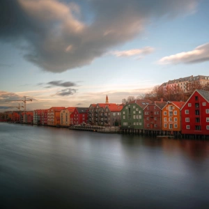 Trondheim colourful waterfront houses