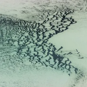 Unusual patterns in an estuary photographed from a drone, Western Australia, Australia