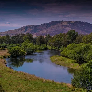 Upper Rich fertile Murray Valley farmland and rural river flats, in the high country of north eastern Victoria, Australia