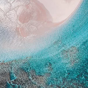 View from above of a beach and a section of the Ningaloo reef, Exmouth, Australia