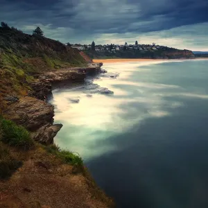 View of coastline along cliffs