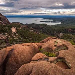 View to Coles Bay from mt Parsons, Freycinet National Park, Tasmania