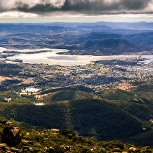 View of Hobart from the top of mt Wellington, Tasmania