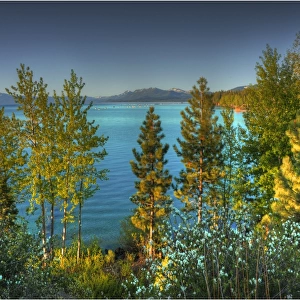 View to Lake Tahoe, California and Nevada state border area, USA