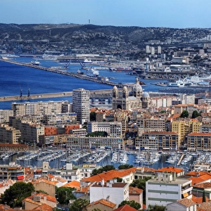 View of Marseille City and Cathedral, Marseille, France