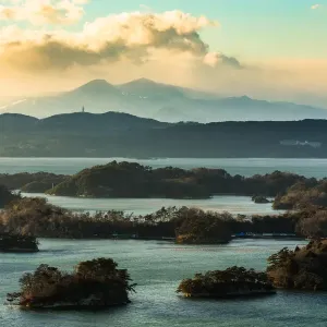 The view of Matsushima Bay, Miyagi, Japan, from Otakamori, in winter afternoon