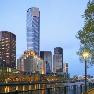 View of Melbourne with both riversides at dawn View of Melbourne with both riversides at dawn