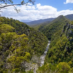 View of Mersey River and the Valley Through the Alum Cliffs Gorge, Mole Creek, Great Western Tiers, Tasmania, Australia