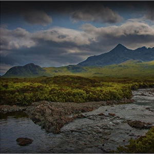 A view to the mountain range know as the Cuillins on the Isle of Skye, Inner Hebrides, Scotland