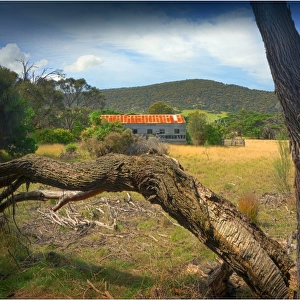 View to the old shearing shed, Wybalenna, Flinders Island, part of the Furneaux group, eastern Bass Strait, Tasmania