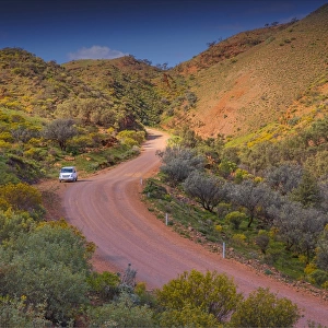 A view of the remote and rugged countryside near Blinman on the Parachilna Gorge road in the Spring. Southern Flinders Ranges, south Australia