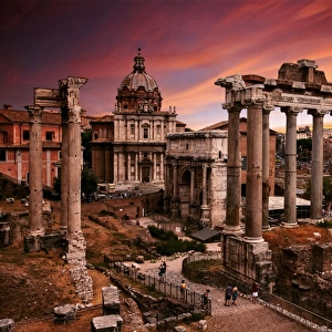 The View of Roman Forum From Portico Dii Consentes, Rome, Lazio, Italy