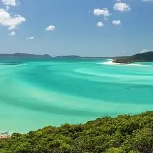 View of a sandy Beach, Whitehaven Beach and Hill Inlet, Great Barrier Reef Marine Park, Whitsunday Islands National Park, Whitsunday Island, Queensland View of a sandy Beach, Whitehaven Beach and Hill Inlet, Great Barrier Reef Marine Park, Whitsunday Islands National Park, Whitsunday Island, Queensland