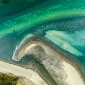 Top View of Waiwera beach with see through water, Auckland, New Zealand Top View of Waiwera beach with see through water, Auckland, New Zealand
