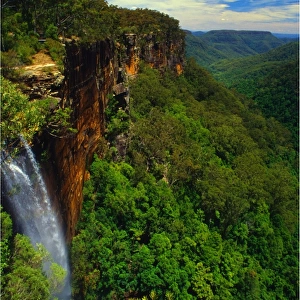 View to a waterfall, southern highlands, New South Wales, Australia