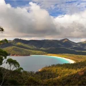 A view of Wine-Glass bay, east coastline of Tasmania, Australia