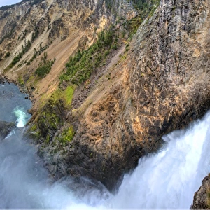 Viewing at the lower falls, Yellowstone National Park, Wyoming, western United States of America