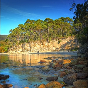 Views along the pristine coastline of Adventure bay, South Bruny Island, Tasmania