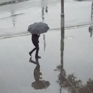 Walker in the rain