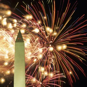 The Washington Monument and fireworks, 4th of July The Washington Monument and fireworks, 4th of July