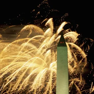 The Washington Monument and fireworks, 4th of July The Washington Monument and fireworks, 4th of July