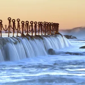 Water flowing over wall of Newcastle baths Water flowing over wall of Newcastle baths
