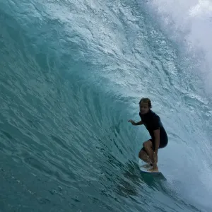 On the Wave Print: A Surfer Caught in Perfect Conditions