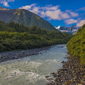 The west coast of the south island at the Karangarua river, New Zealand