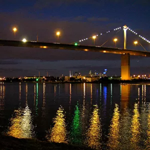 Westgate Bridge over the Yarra River at night
