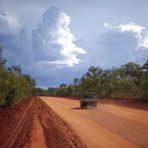Four Wheel Drive driving through Australian bush Four Wheel Drive driving through Australian bush